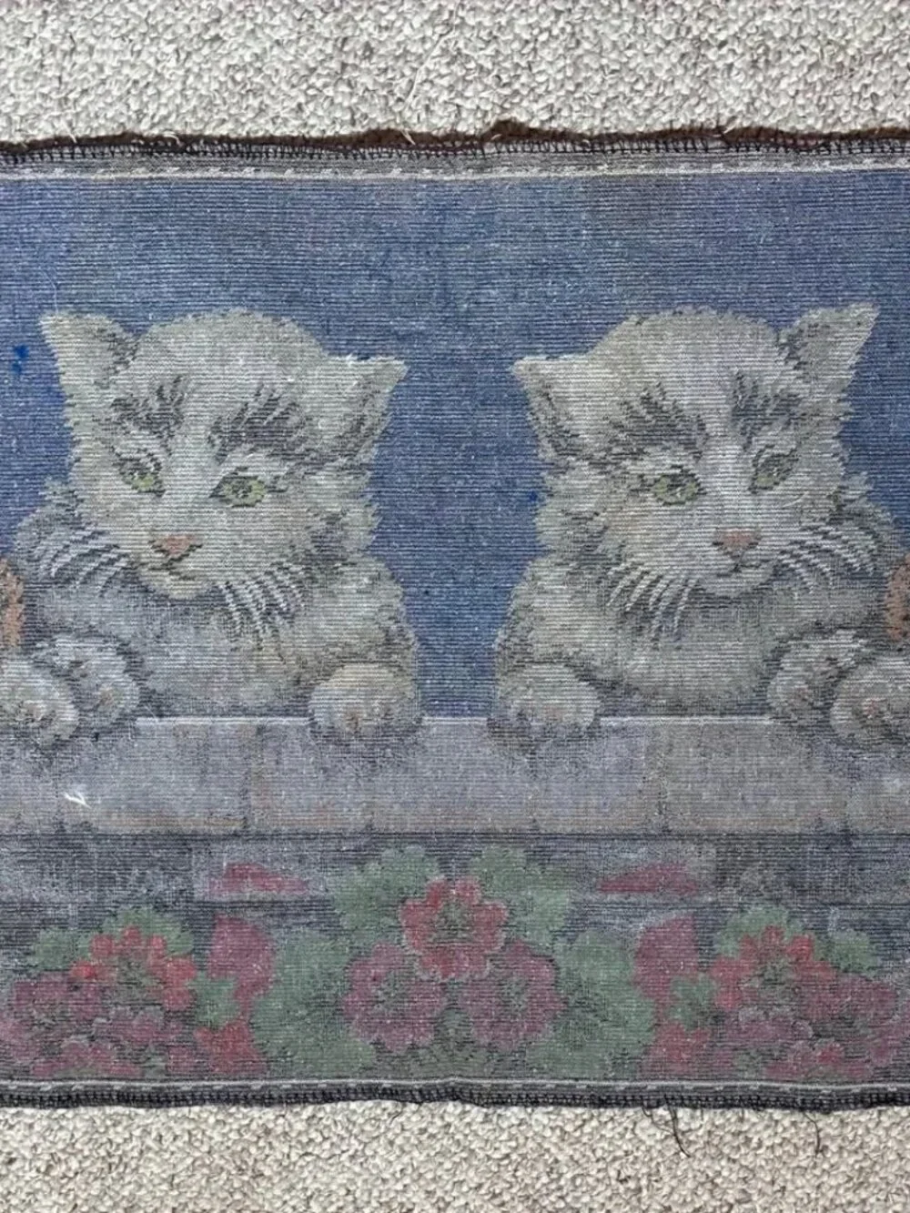 Vintage Kitten Plush Wall Hanging Tapestry 19” x 38”